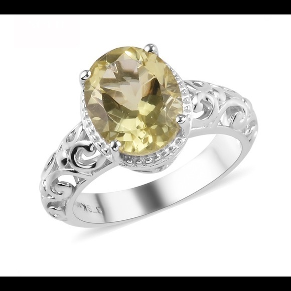 2.45 ctw Brazilian Lemon Quartz Ring size 8 - Picture 2 of 3